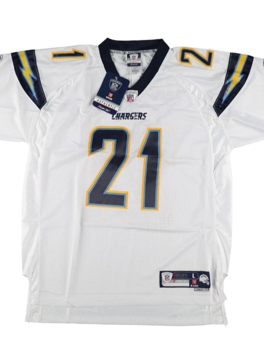 San Diego Chargers #21 White Away Jersey Swingman Stitched Authentic